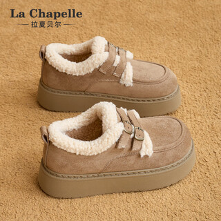 La chapelle women's shoes new winter cotton shoes plus velvet bread shoes thick soles to increase height and keep warm birkenstock shoes for women e12 khaki 36