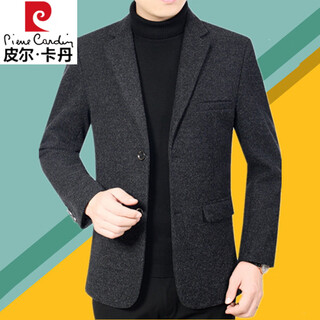 Pierre cardin wool jacket suit autumn and winter men's fitted suit men's business casual wool wool jacket outerwear for young and middle-aged men black gray xl 180/96a 130-140jin jin is equal to 0.5 kg