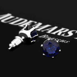 Sailuto gold store style blue men's earrings, trendy and personalized men's black diamond earrings, women's design, niche sense, tanzanite blue 6mm pair