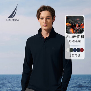 Nautica volcanic rock men's 25 autumn and winter new classic versatile skin friendly warm long sleeve polo men's ke5301 navy blue 4nv xl