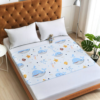 Baby diaper pad, waterproof, breathable, washable, extra-large children, menstrual pad, elderly, 3 layers in one, double-sided, big whale 180x200cm