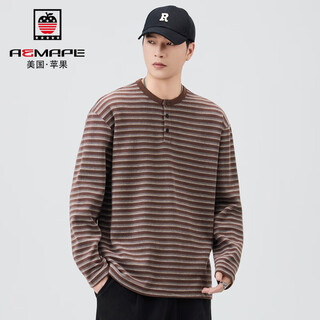 Aemape american apple american retro 360g heavy cotton sweatshirt men's autumn new knitted striped sea soul sweater henry brown m 100-120jin jin equals 0.5 kg