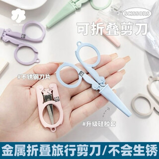 双立人（Henckel）德国Doubledeli小剪子可折叠便携小剪刀旅行折叠不锈钢剪刀头剪刀 粉色折叠剪 (1把)