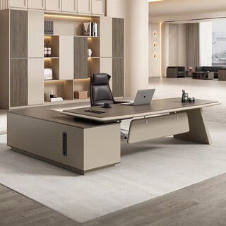 Desk boss desk simple modern executive desk creative office desk and chair combination president manager desk supervisor desk gray track + khaki 1.8 meter boss desk