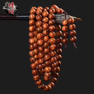 檀境海南黄花梨手串8mm108颗男士佛珠 老料虎皮纹降香黄檀文玩木手串 【孤品J8680】一物一拍老料虎皮纹 8mm*108颗海南黄花梨