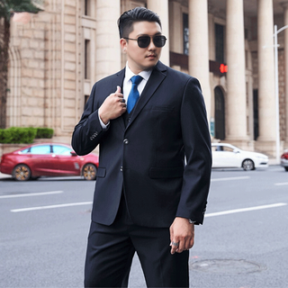Playboy (playboy) plus size suit men's suit plus fat extra large suit jacket fat man loose extra large formal groom's wedding suit two-button navy blue single suit top free tie 6xl /200 recommended 205-225jin jin equals 0.5 kg