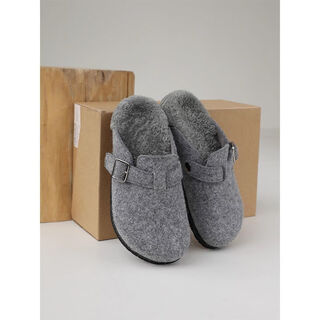 Naoiskey gray thick-soled birkenstock shoes winter plus velvet toe fur slippers for women outer wear plus velvet lazy half slippers birkenstock shoes gray 20 00 randomly send a pair of miscellaneous shoes