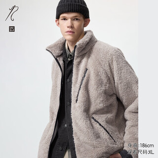 Uniqlo cooperation model/men's and women's polar fleece zipper jacket/coat jacket 25 autumn and winter new style 480408 31 beige l