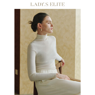 Ladys elite 3a stretch series solid color cardigan women's slim turtleneck sweater khaki half turtleneck m