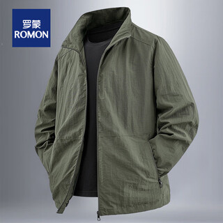 Romon sports jacket men's spring and autumn style new stand-up collar top cycling running windbreaker short outdoor casual jacket army green thin 2xl 150.165jin jin is equal to 0.5 kg