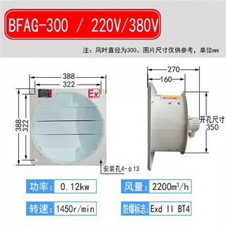 Mppmck explosion-proof exhaust fan bfag-200/400/300 industrial exhaust fan 380v220v powerful square ventilation fan ling bfag-300 with louvers 220v
