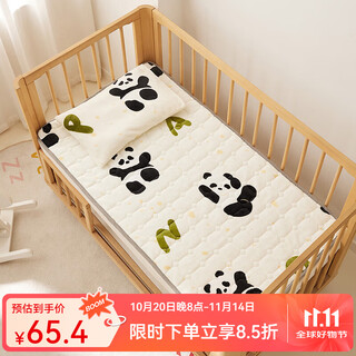 Joyncleon baby mattress autumn and winter baby kindergarten special sleeping mat breathable children's spliced mattress blanket milk velvet-happy panda class a antibacterial double 56*100cm recommended size for cribs