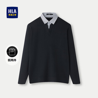 Hla heilan long-sleeved sweater for men 25 solid color warm fake two-piece sweater for men in autumn