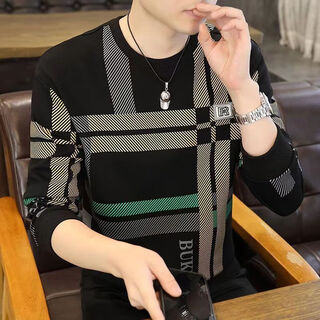 2025 new men's long sleeve t-shirt autumn thin casual sweatshirt men's autumn clothes top single piece xh black 3xl recommended 160-175jin jin equals 0.5 kg