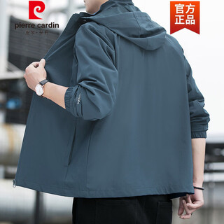 Pierre cardin hooded jacket for men 2025 new large size jacket outdoor cycling sports top velvet windbreaker for men smoke ash mesh lining 6616 l =90-110jin jin equals 0.5 kg