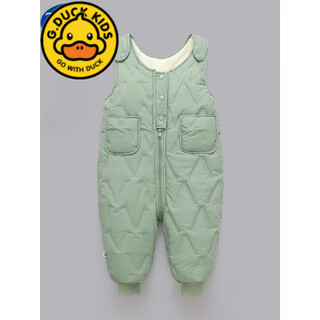 G.duckkids children's overalls for boys and girls in autumn and winter all-in-one velvet cotton pants for babies with open stalls for children and infants thickened outer pants, bean green and velvet thickened 80 (recommended for 12 to 18 months)