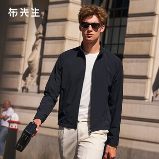 Mr. bu fashion simple jacket men's 2025 autumn and winter new casual solid color stand collar versatile multicolor jacket pt16786 piano black xl (180)