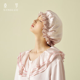 Sanluo silk nightcap 100% mulberry silk dry hair cap breathable sleeping anti-tangle hair care women can bring gifts all seasons 13-04 pink one size