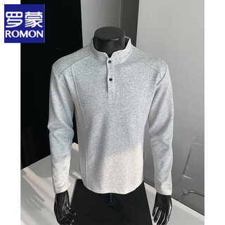 Luo meng american polo henry shirt men's long-sleeved sweatshirt spring and autumn trendy inner wear casual young and middle-aged men's base t-shirt light gray s440 special 28 xl 130 to 145 jin jin equals 0.5 kg can be worn