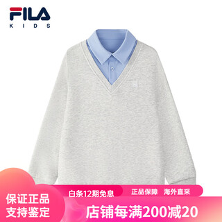 Fila kids fila children's clothing men's sweatshirt 2025 winter new style children's fake two-piece pullover top new light gray-mg m 140c