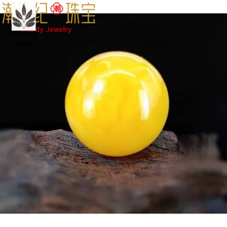Senai centennial fat donglai quality beeswax single bead natural chicken fat yellow amber round bead loose bead bracelet diameter 14mm single bead