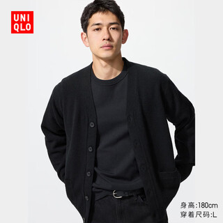 Uniqlo men's and women's soft sheep wool v-neck knitted cardigan/sweater sweater jacket 25 new style 478547 09 black xl/180/108b