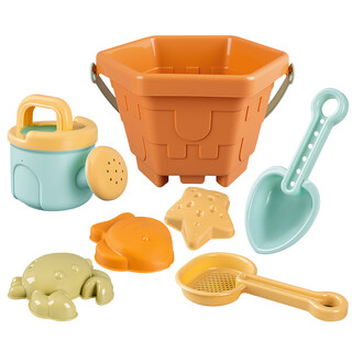 建雄沙滩玩具儿童挖沙玩具3-5岁挖沙玩雪套装海边沙漏铲子桶幼儿园 沙滩桶7件套845