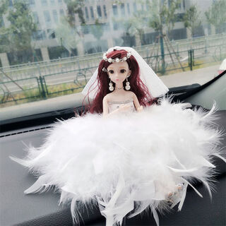 Yusenyi goddess car ornaments interior car decorations feather wedding dress princess doll gift barbie ice princess white feather dress