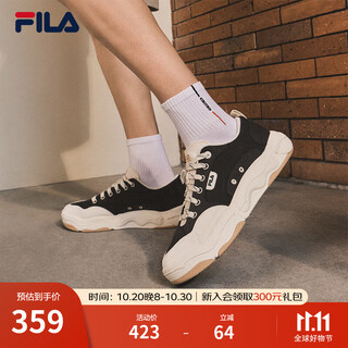 Fila official men's canvas shoes 2025 autumn new hamburger shoes breathable casual shoes sports shoes black/milk white-bg 42.5