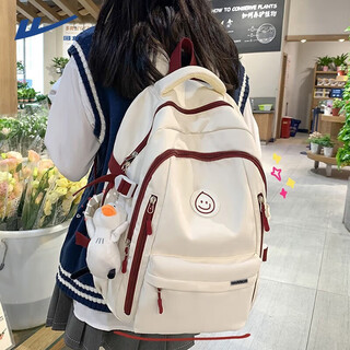 Pull back school bag student female new style junior high school student high school student large capacity backpack simple backpack wide shoulder strap school bag lightweight