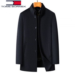 Tome bornek tommy double-sided woolen coat for men, medium-length down lining, removable middle-aged dad winter wool woolen coat, stand-up collar, navy, mink collar + down lining, 90 national standard down 2xl 185
