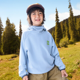 Kocotreekk tree children's hooded sweatshirt girls boys plus thin velvet baby tops medium and large children thickened spring and autumn 2025 new style soft mist blue 120