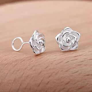 Kzd old phoenix ofk new style 9999 sterling silver earrings, feminine rose flower silver earrings and earrings, gift to mom, anti-proof, curved hook, pure silver earrings // high quality // certificate sent, 6.239 grams is coming, the event is only one day