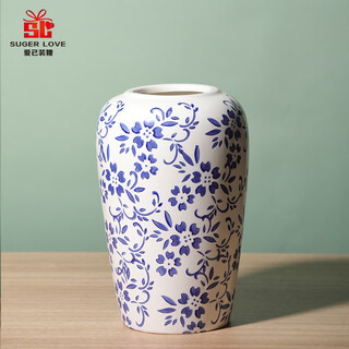 Love has been filled with sugar new year's day gifts blue and white ceramic art vase chinese style living room ornaments decorative artificial flowers fake flower vase
