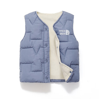 Children's warm down cotton vest autumn and winter for boys and girls to wear inside and outside plush vest, medium and large children's waistcoat baby vest navy blue 140 recommended height is about 130 cm