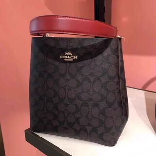 Yusenyi 8a xiaohui canada direct mail women's bag mollie22 jasmine bucket bag printed storage bag single shoulder dark coffee red large size 251226cm