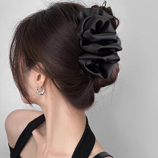 High-end temperament retro fluffy satin cloud bubble clip women's small hair clip back head hair accessories cloud bubble clip large size about 13cm 1 piece