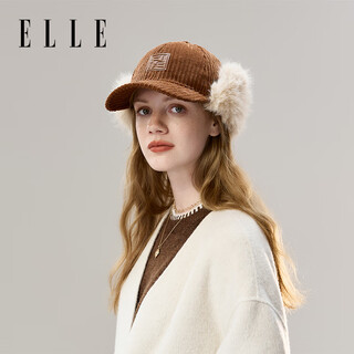Elle corduroy ear protection baseball cap for women in autumn and winter outdoor warm and fashionable versatile plus velvet thickened duck hat pure cotton