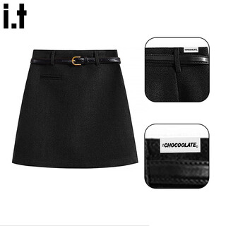 Chocoolate it women's skirt autumn and winter atmosphere woolen skirt women's 2025 high waist anti-exposed hip cover a-line skirt black m