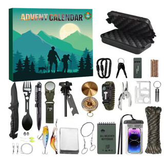 山头林村跨境新品独角兽盲盒手撕圣诞日历儿童户外钓鱼DIY积木玩具 HW-03户外求生(彩盒尺寸32*23.5*5CM