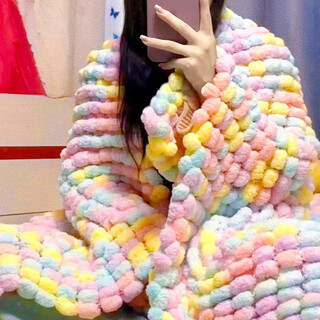 Tmjd miss big ball thread blanket big ball thread woolen thread knitted oversized blanket thick throw blanket car seat cushion simple 40-marshmallow 50cm*50cm 4 groups can be knitted about commonly used cushions/baby blankets