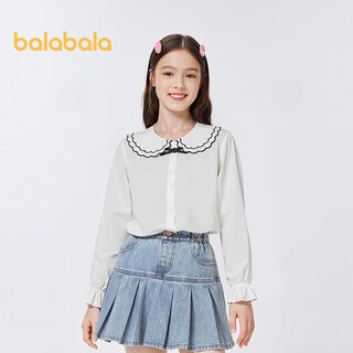 Balabala girls' shirt children's long sleeve 2025 autumn clothing college cool feel antibacterial soft easy care 208325102001