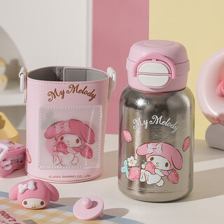 Beddybear open smile double drink pure titanium cup children's thermos cup student straw cup water cup kettle 560ml titanium cute melody