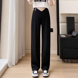 Tiaodegao maternity pants women's large size outer wear maternity wide leg pants low waist spring ball early pregnancy trousers spring and autumn maternity clothes autumn clothes black-xl recommended 120-135 jin jin is equal to about 0.5 kg black maternity pants