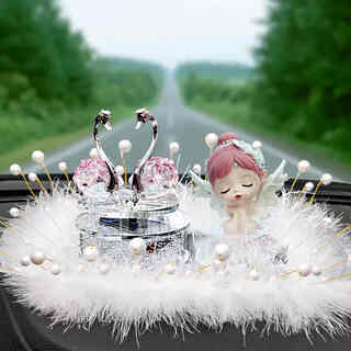 Yusenyi solar rotating crystal swan car perfume ornaments car aromatherapy cute goddess style car interior decorative accessories solar rotating pink swan-pink cheek bella-pearl plush middle cushion