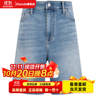 Calvin Klein 美式潮流经典标牌洗水微弹休闲牛仔短裤 男女同款 1A4-牛仔浅蓝 25