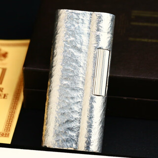 Second-hand 95 new british dunhill dunhill inflatable lighter silver-plated crater bent version slant lighter men's accessories luxury retro collection gift