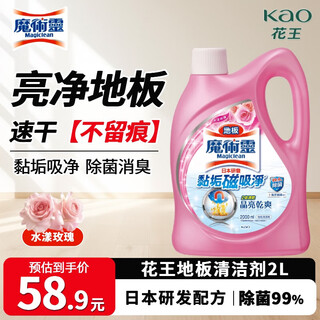 花王（KAO）地板清洗剂2L 地板清洁剂无水印木地板瓷砖清洁剂拖地专用清洁液