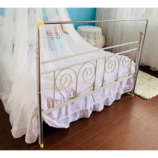 Yusenyi customized dome mosquito net bedside bedside frame round bed curtain support bracket stainless steel telescopic ruler stainless steel bedside frame 1.45 meters high width is telescopic rod 1.8 meters wide bed 4 cable ties included