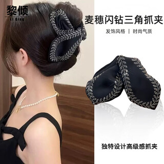 Li qing wheat triangular clip hepburn style hair clip french elegant light luxury updo shark clip hair clip headwear high-end